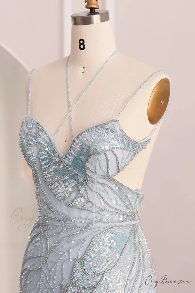 Calista Beaded Graceful Backless Maxi Dress