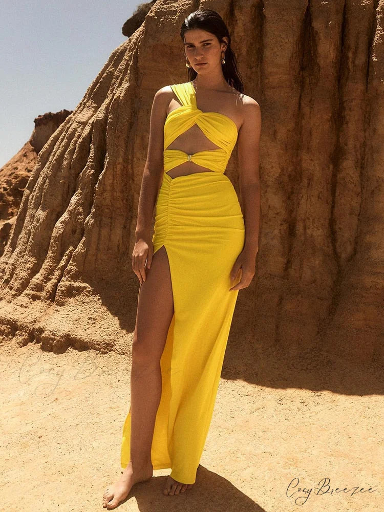 CALLISTO ONE Stylish SHOULDER MAXI DRESS