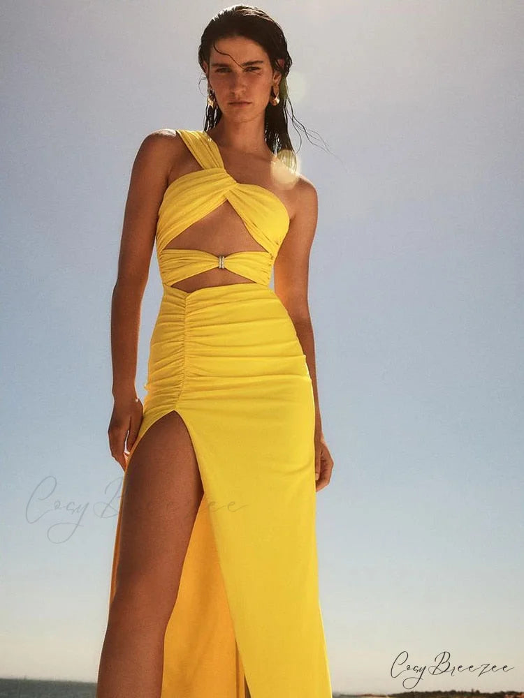 CALLISTO ONE Stylish SHOULDER MAXI DRESS
