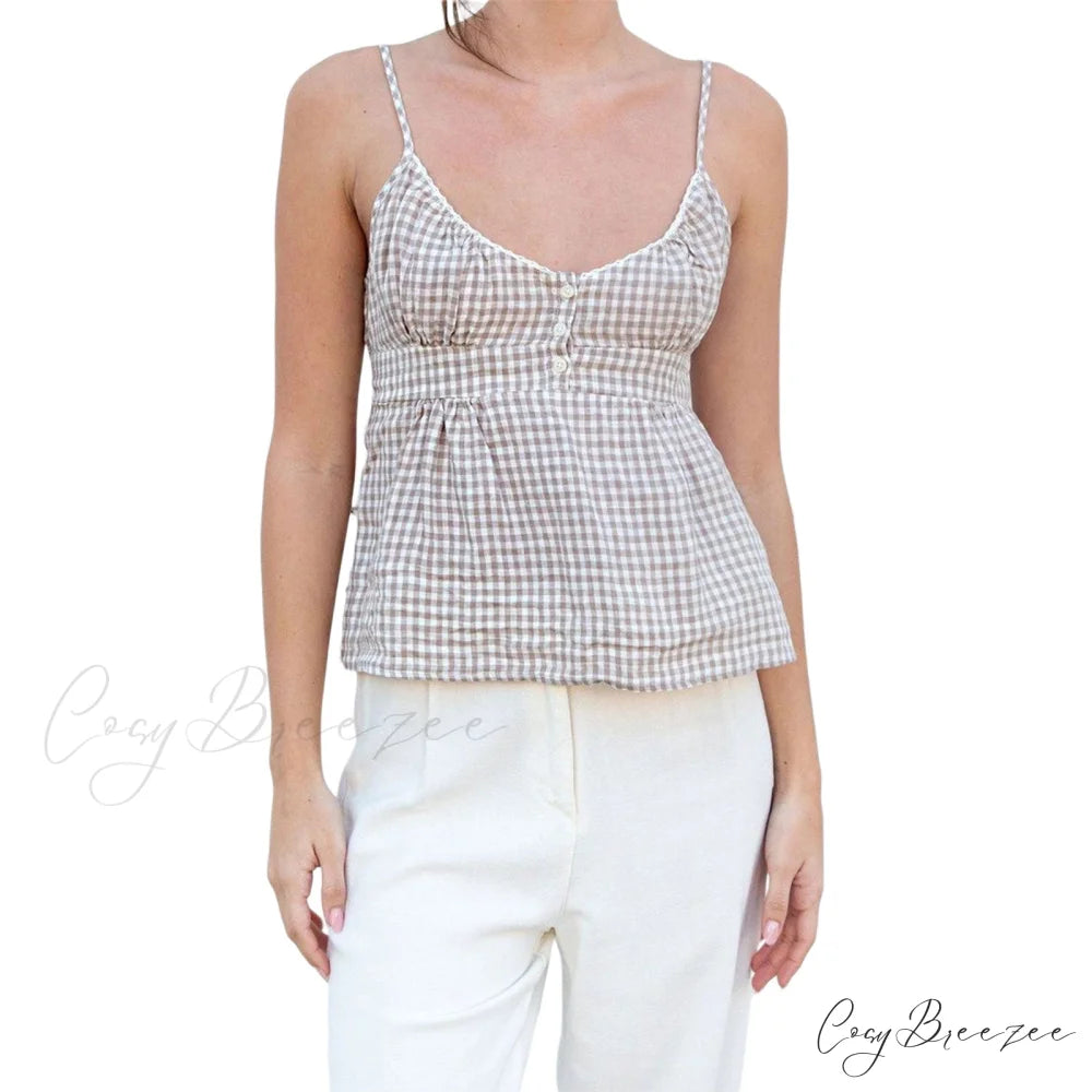 Cami Elegant Buttoned Top Gray / S