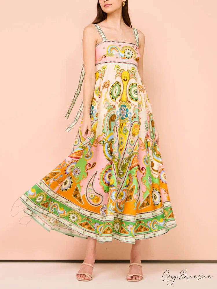 Camisole Unique Holiday Charming Print Madi Dress Multi-Color / S