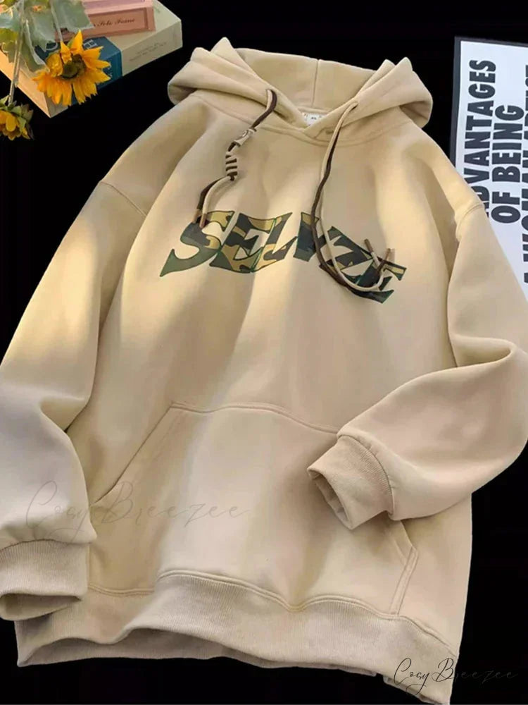 Camouflage Letter Print Punk Y2K Hoodie Apricot / M(40-45KG) hoodies-241228