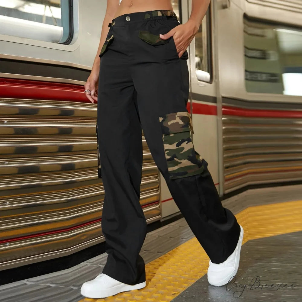 Camouflage Side Pocket Y2K Cargo Pants pants-241228