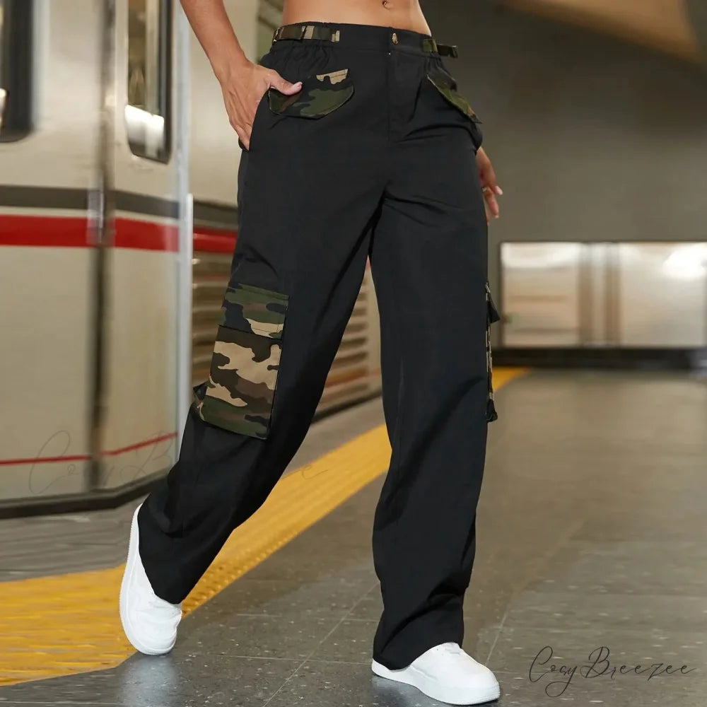 Camouflage Side Pocket Y2K Cargo Pants pants-241228