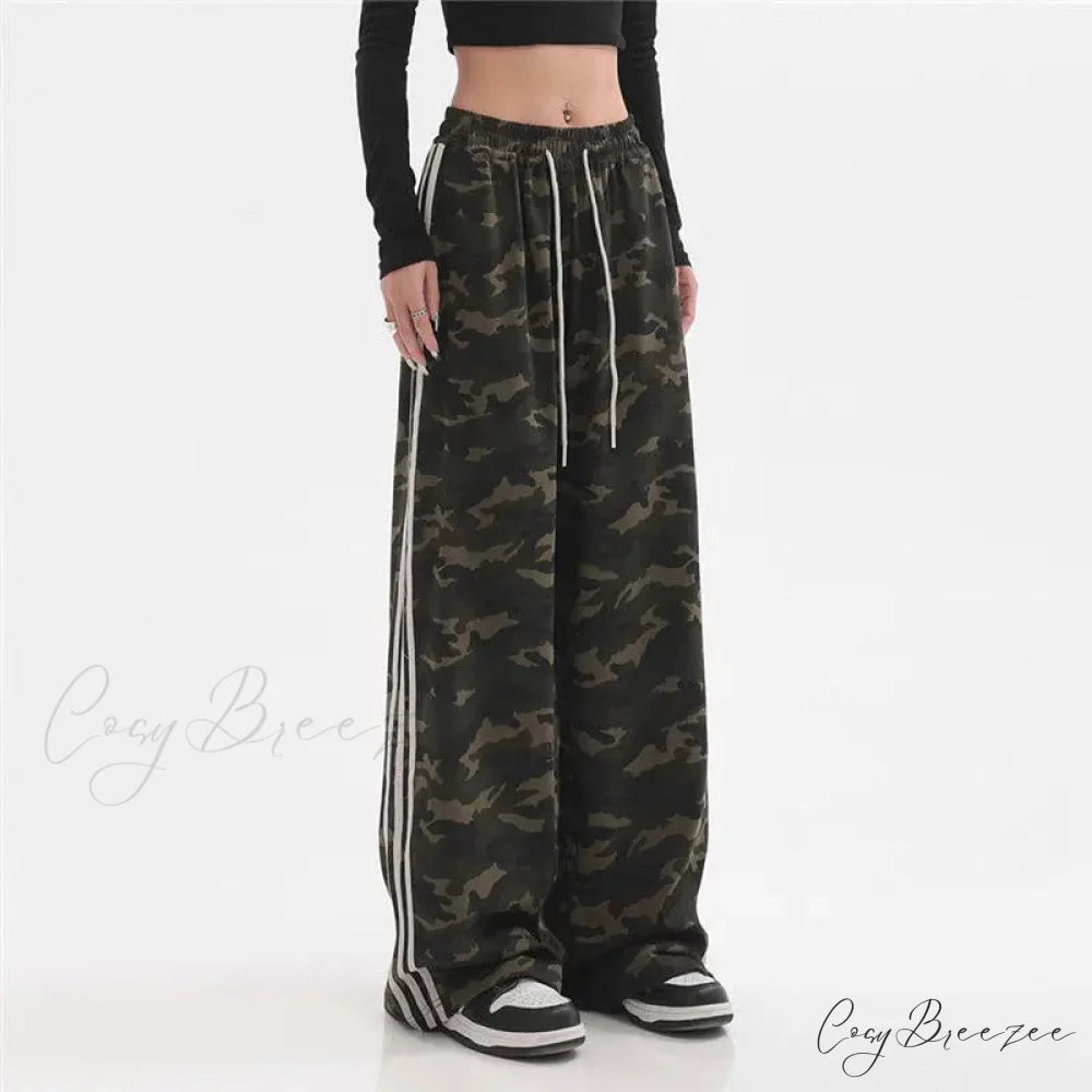 Camouflage Striped Loose Jogging Pants pants-241228