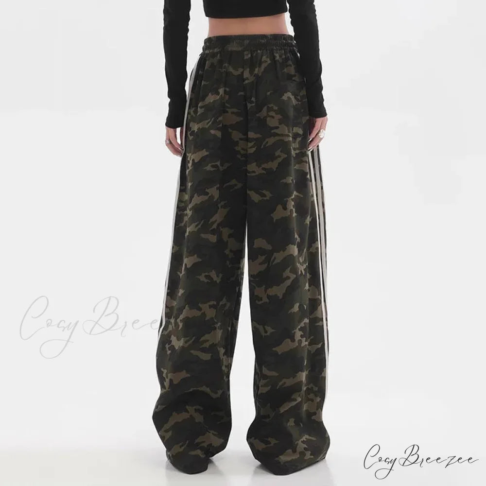 Camouflage Striped Loose Jogging Pants pants-241228