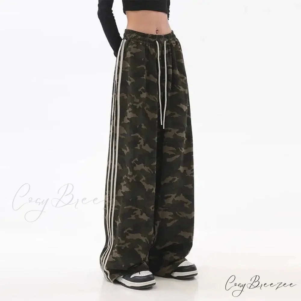 Camouflage Striped Loose Jogging Pants pants-241228