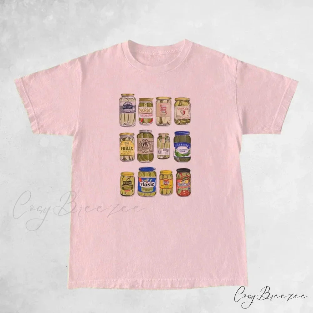 Canned Pickles Stylish Graphic Print Tee Pink / XXL