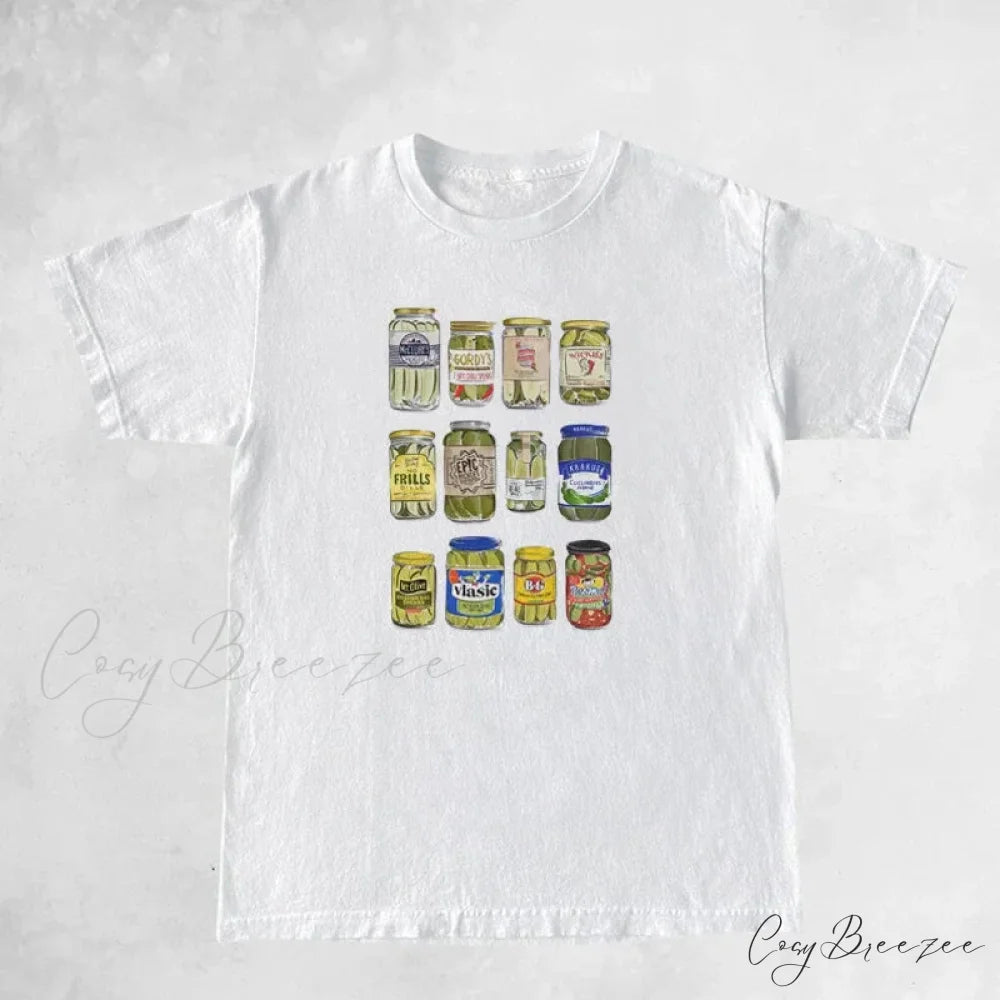 Canned Pickles Stylish Graphic Print Tee WHITE / XXL