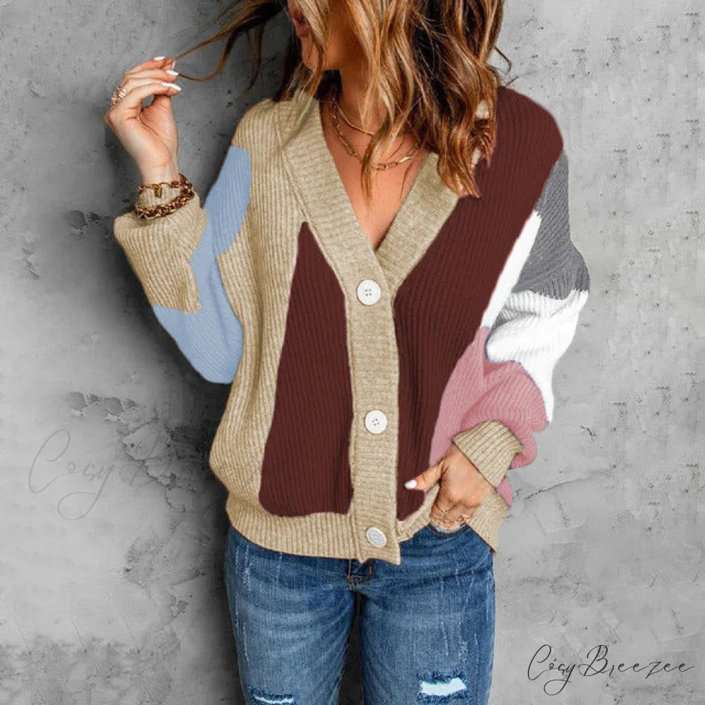 Cardigan Contrast with Knitted Color Apricot / S