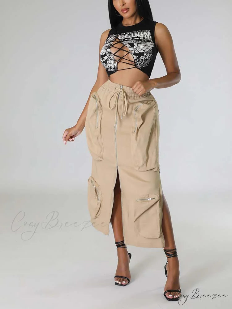 Cargo Pocket Graceful Micro Mini Skirt