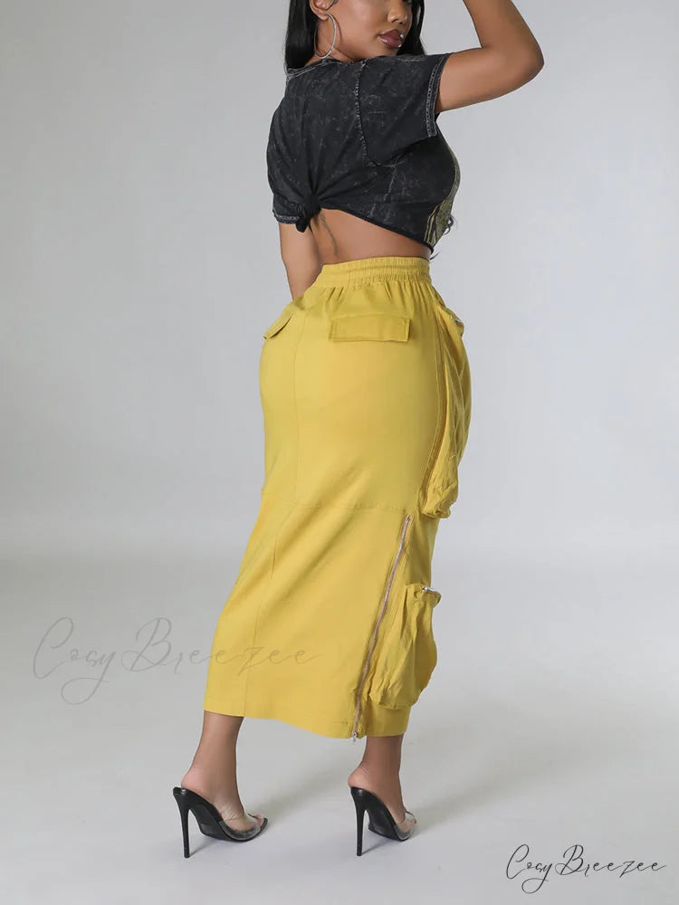 Cargo Pocket Graceful Micro Mini Skirt