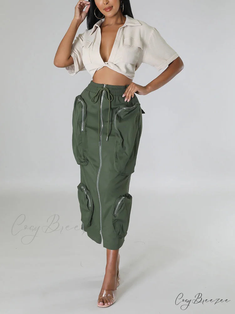 Cargo Pocket Graceful Micro Mini Skirt