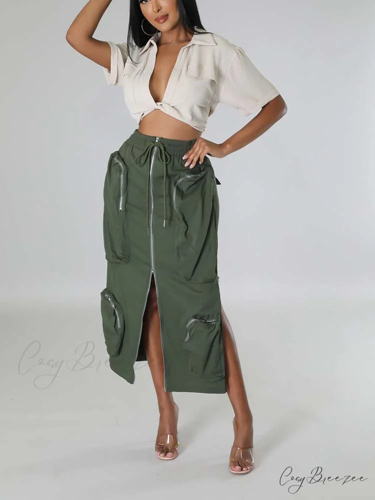 Cargo Pocket Graceful Micro Mini Skirt