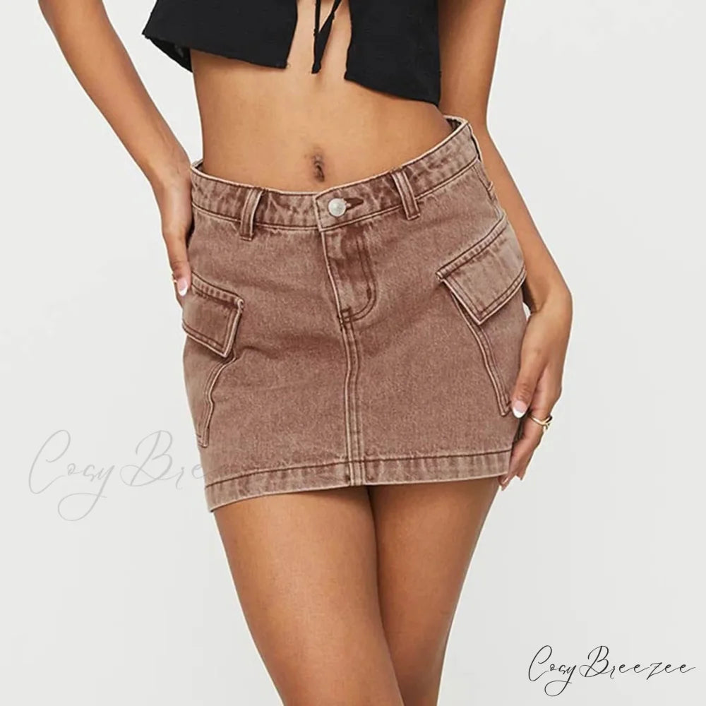 Cargo Pocket Low Waist Skirt coffee / S skirts-250223