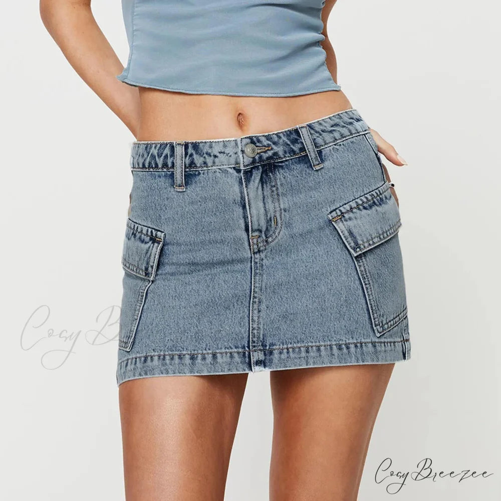 Cargo Pocket Low Waist Skirt dark blue / S skirts-250223