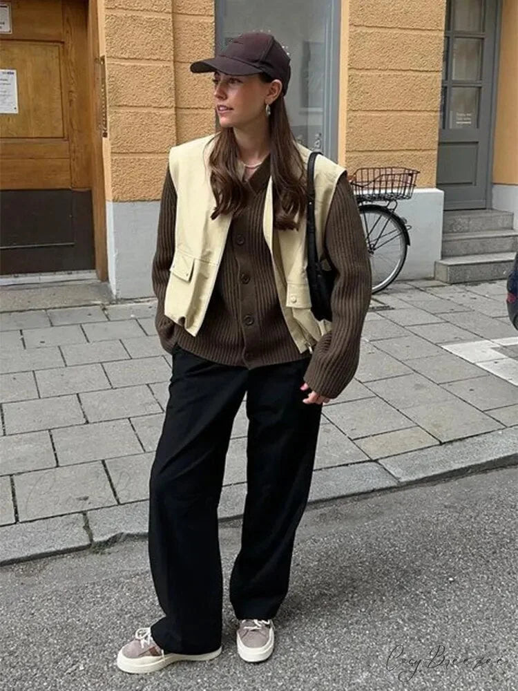 Cargo Pocket Stylish Drawstring Waistcoat