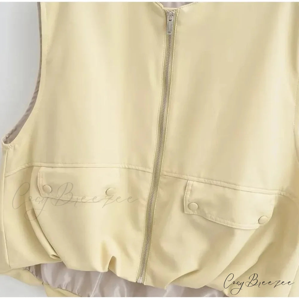 Cargo Pocket Stylish Drawstring Waistcoat