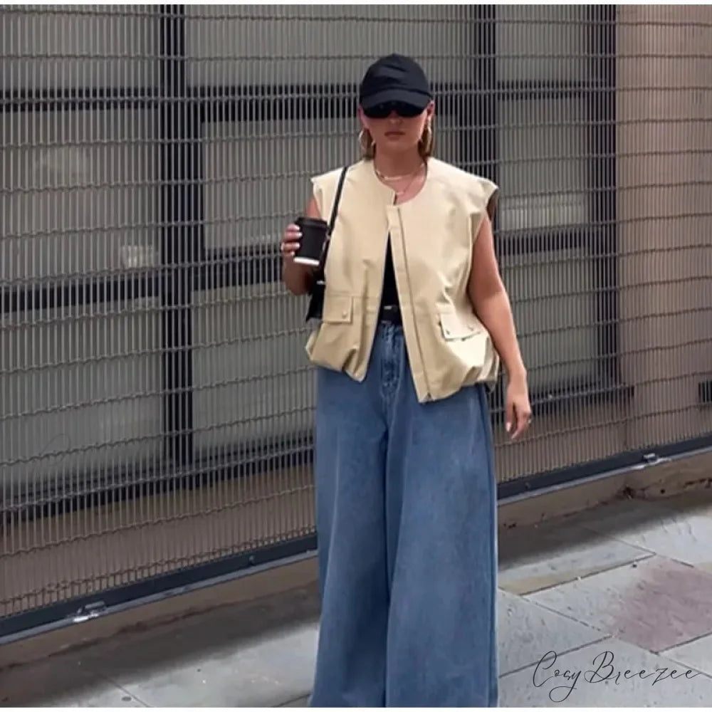 Cargo Pocket Stylish Drawstring Waistcoat
