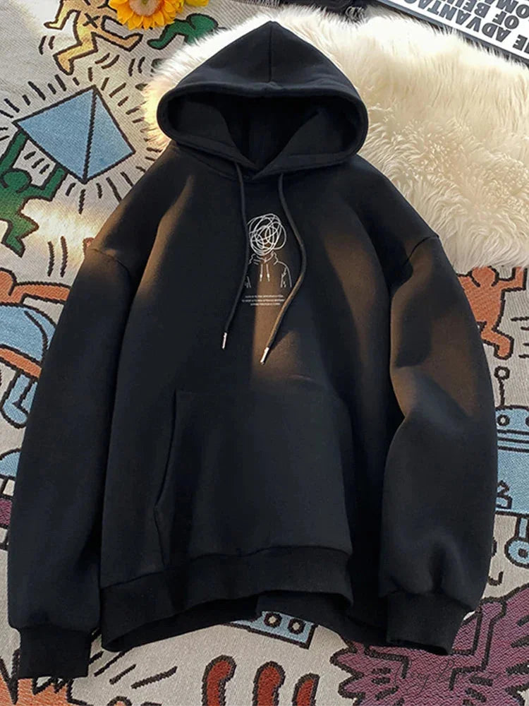 Cartoon Brainstorm Print Hip Hop Hoodie Black / M(40-50KG) hoodies-241228
