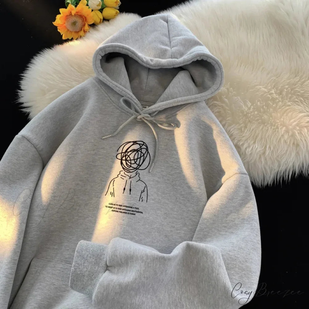 Cartoon Brainstorm Print Hip Hop Hoodie hoodies-241228