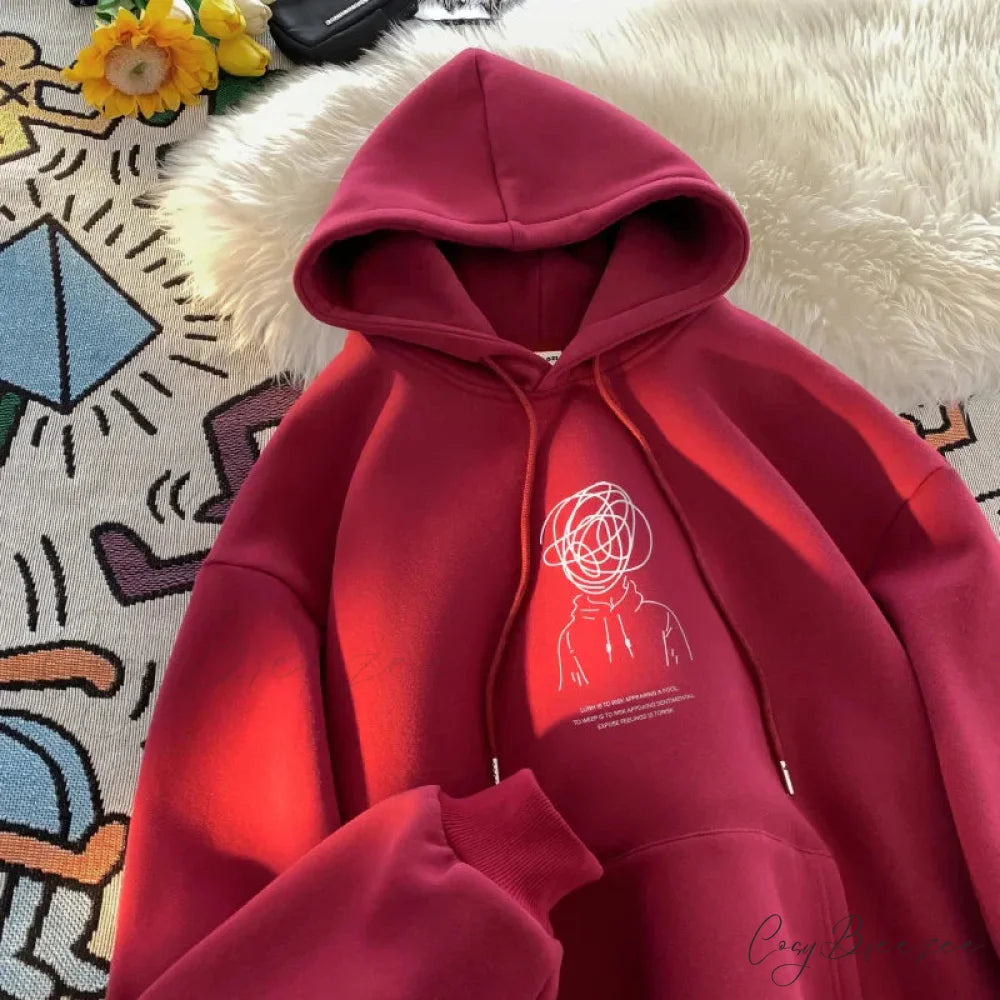 Cartoon Brainstorm Print Hip Hop Hoodie hoodies-241228