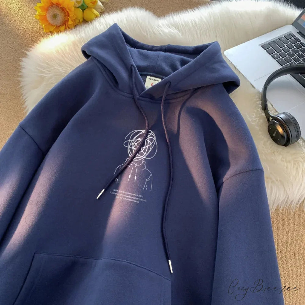 Cartoon Brainstorm Print Hip Hop Hoodie hoodies-241228