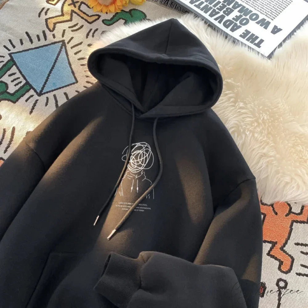 Cartoon Brainstorm Print Hip Hop Hoodie hoodies-241228