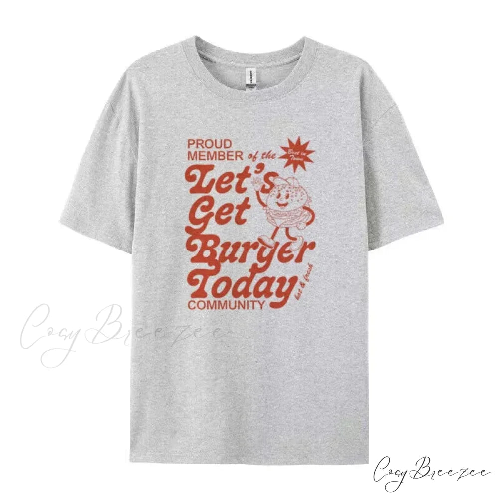 Cartoon Burger Stylish Graphic Tee GRAY / S