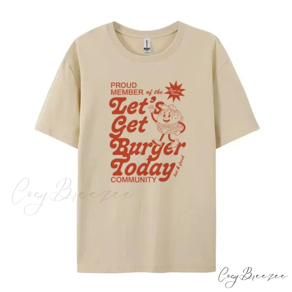 Cartoon Burger Stylish Graphic Tee Khaki / S