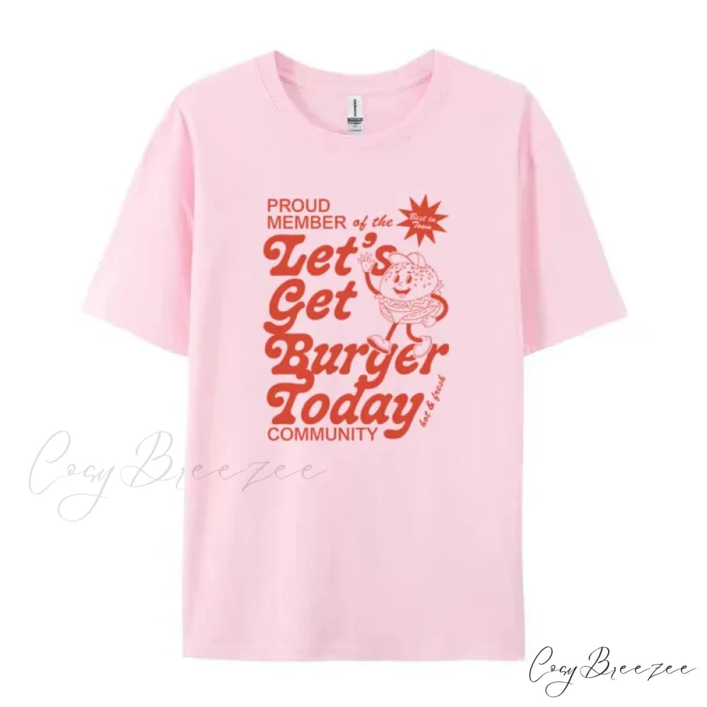 Cartoon Burger Stylish Graphic Tee Pink / S