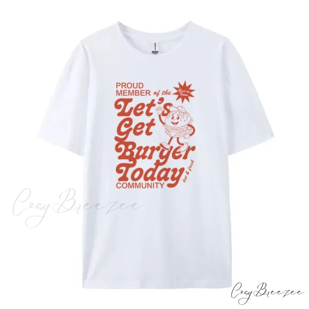 Cartoon Burger Stylish Graphic Tee WHITE / S