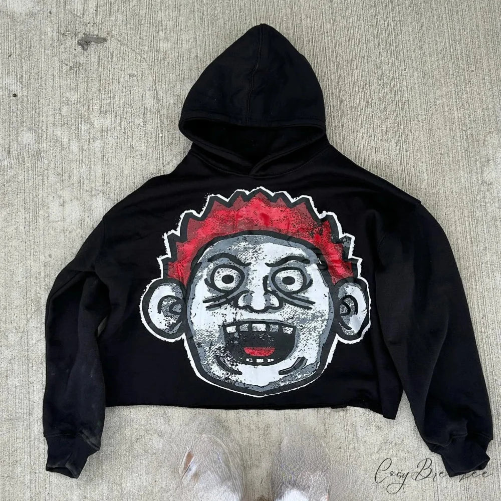 Cartoon Graphic Oversized Hoodie black 1 / S hoodies-241228
