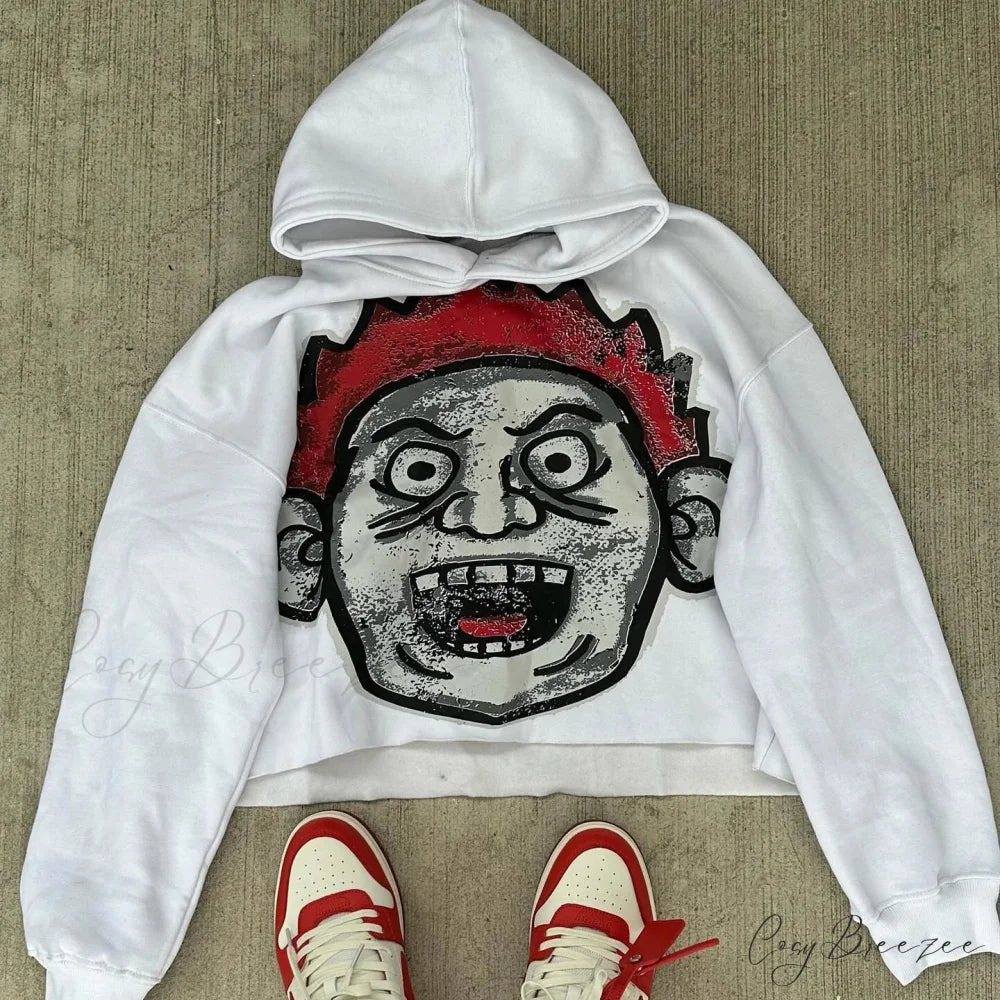 Cartoon Graphic Oversized Hoodie white / S hoodies-241228
