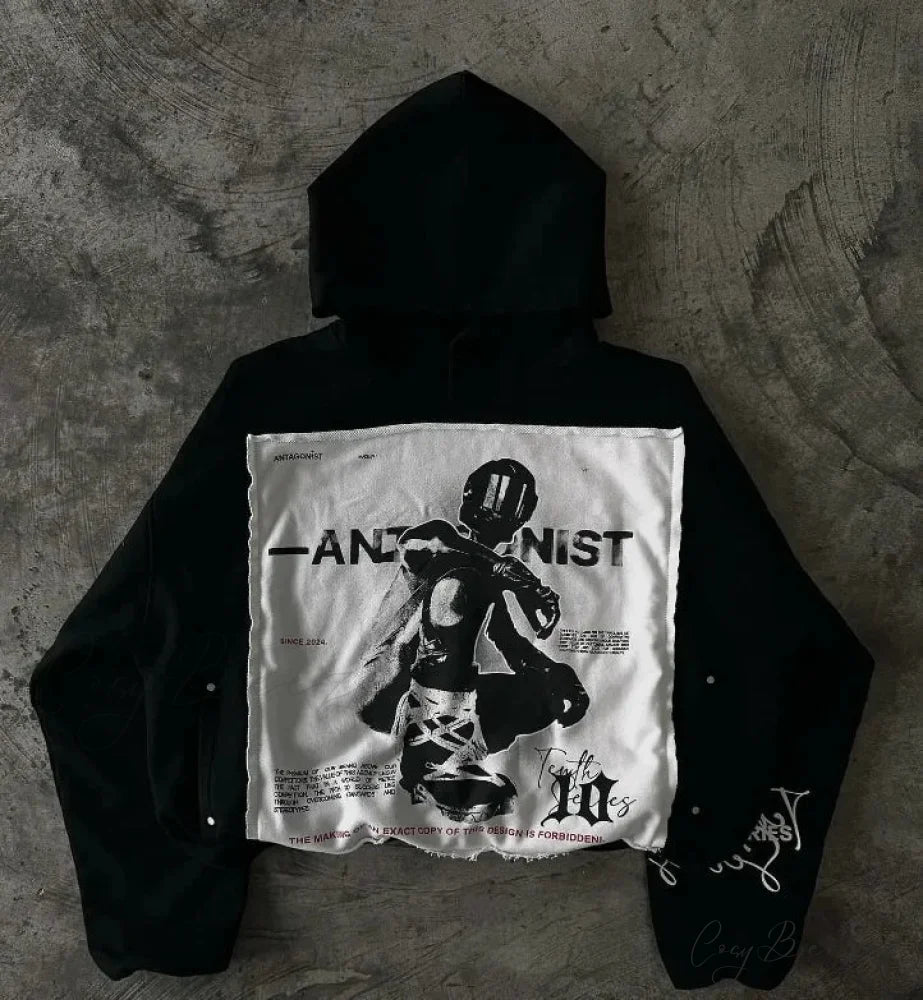 Cartoon Graphic Printed Hoodie black3 / S hoodies-241228
