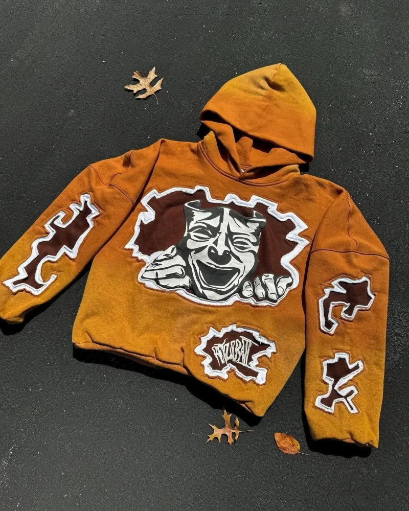 Cartoon Patch Embroidery Fashion Hoodie orange / M hoodies-241228