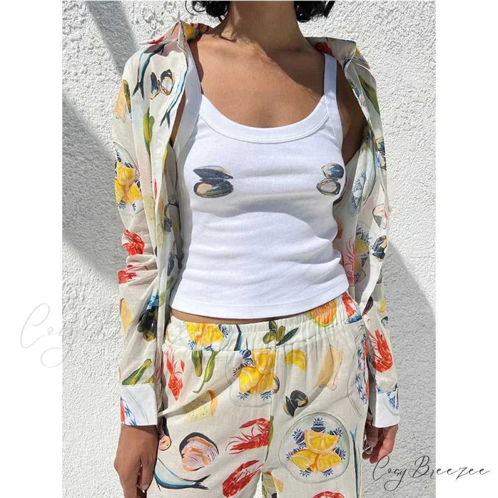 Cartoon Print O-Neck Crop Top croptop-250223