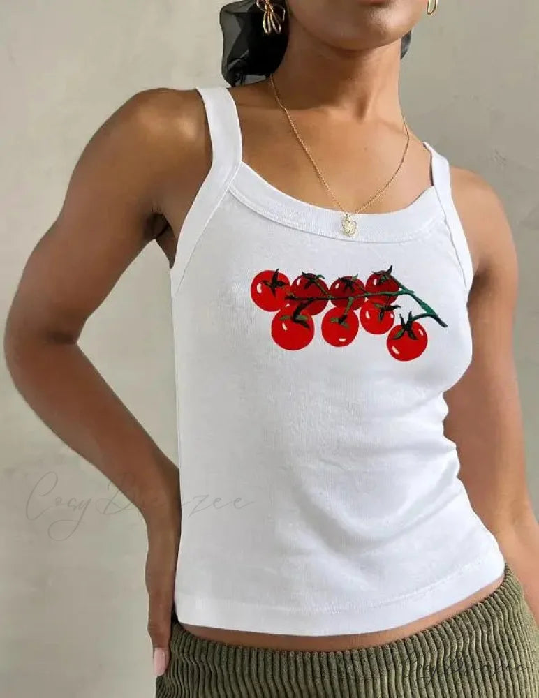 Cartoon Print O-Neck Crop Top white 7 / S croptop-250223