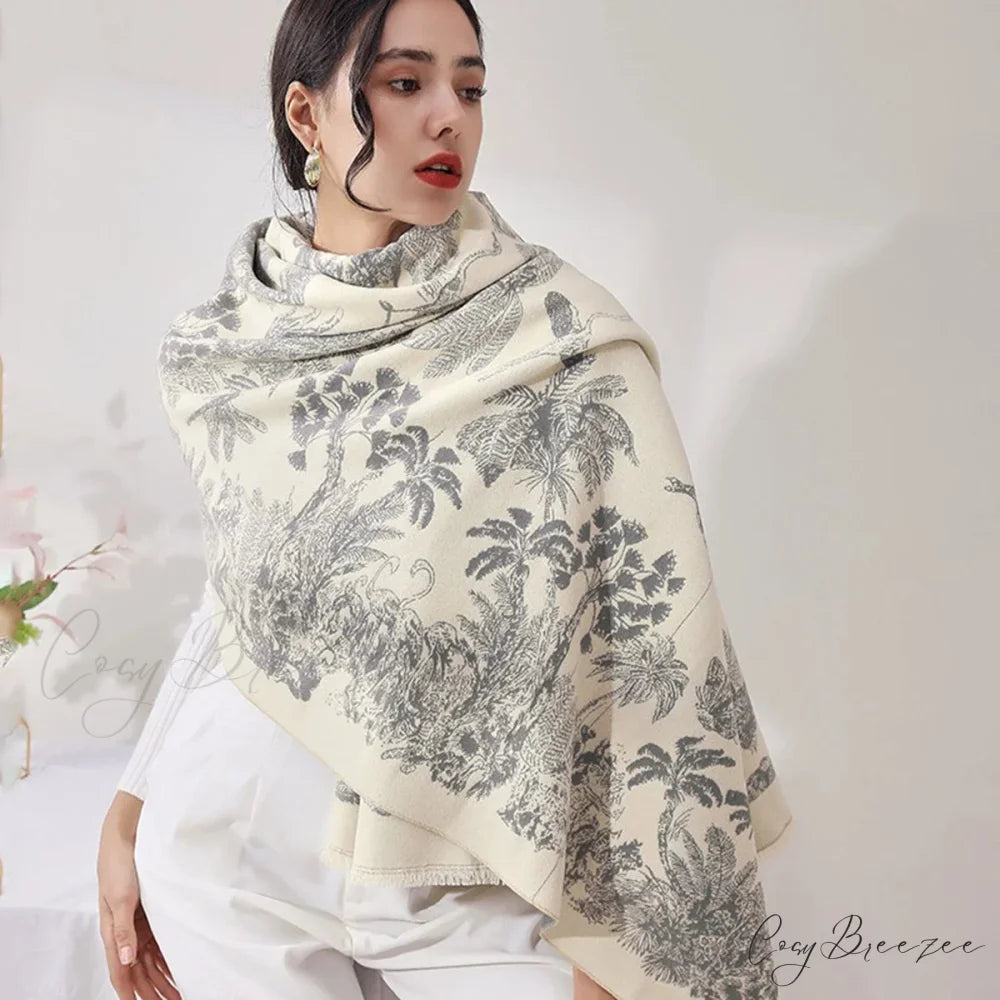 Cashmere Floral Print Winter Blanket Wrap Scarf