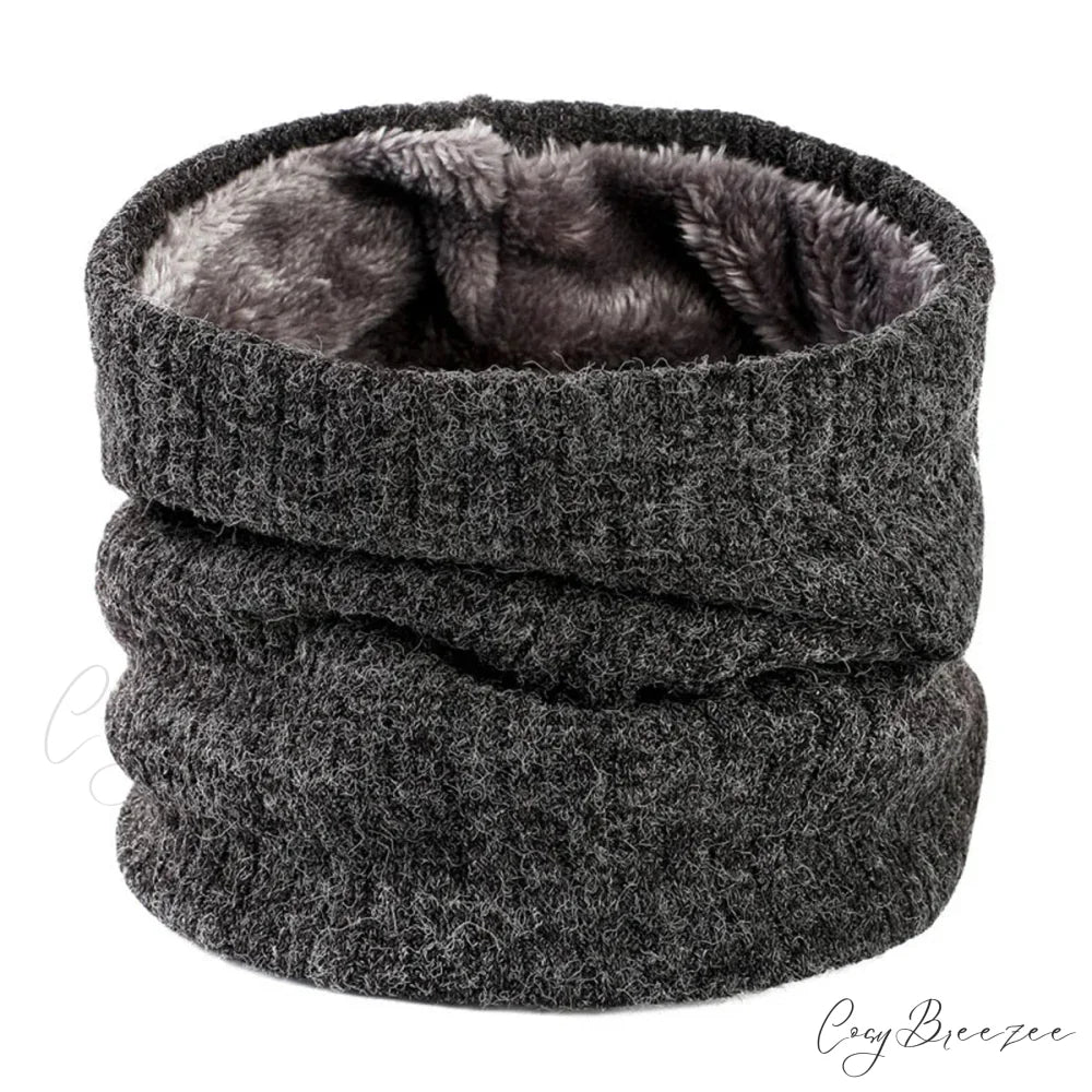 Cashmere Knit Ring Wool Neck Warmer Scarf for Women DARK GREY