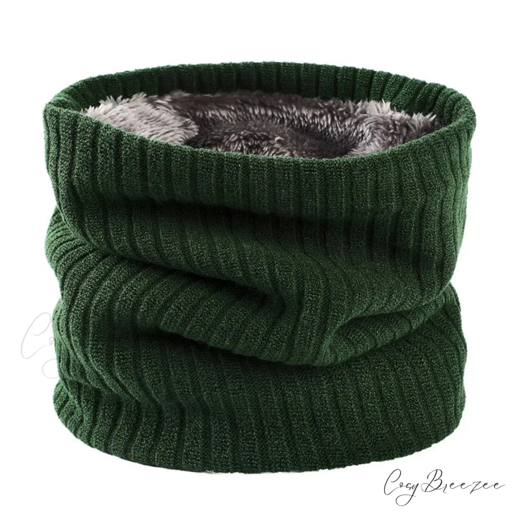 Cashmere Knit Ring Wool Neck Warmer Scarf for Women GREEN
