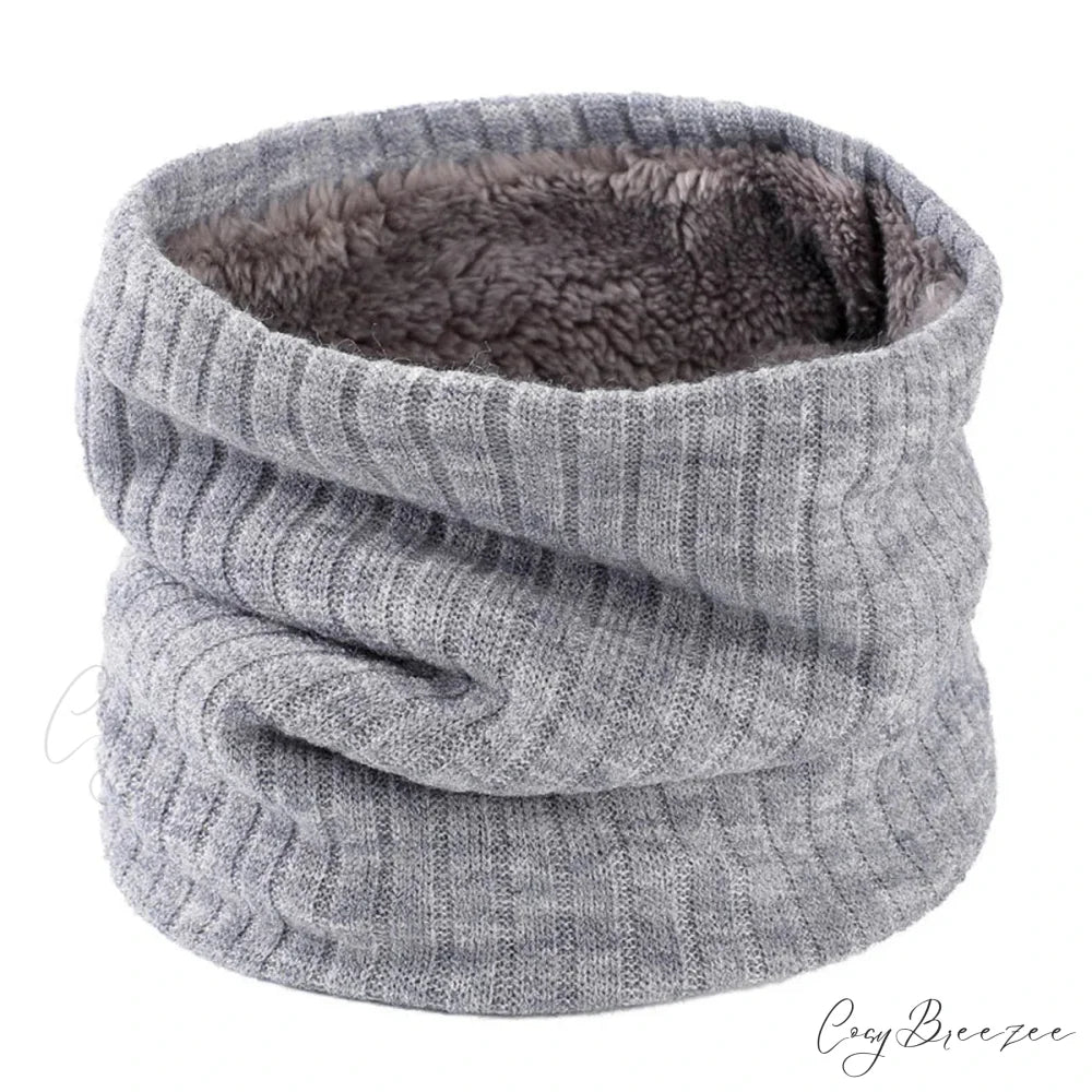 Cashmere Knit Ring Wool Neck Warmer Scarf for Women GREY