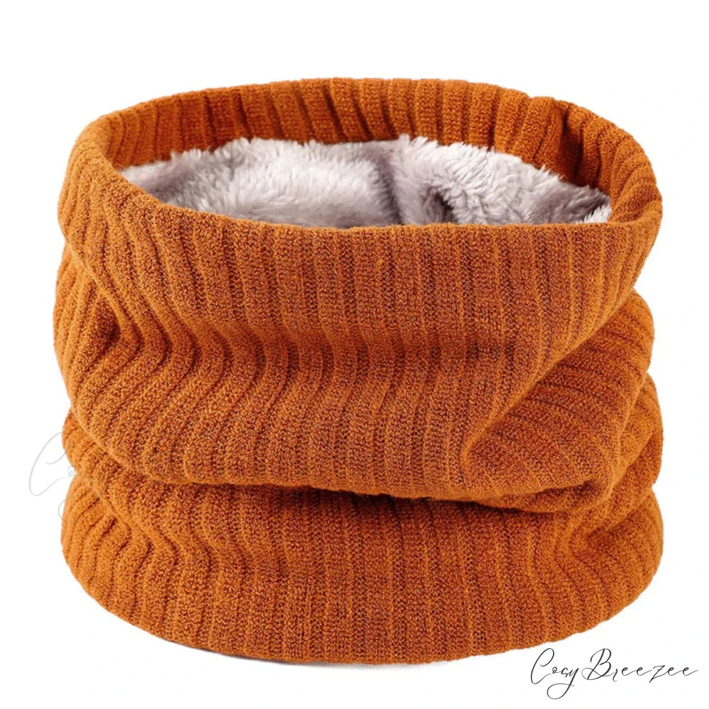 Cashmere Knit Ring Wool Neck Warmer Scarf for Women ORANGE