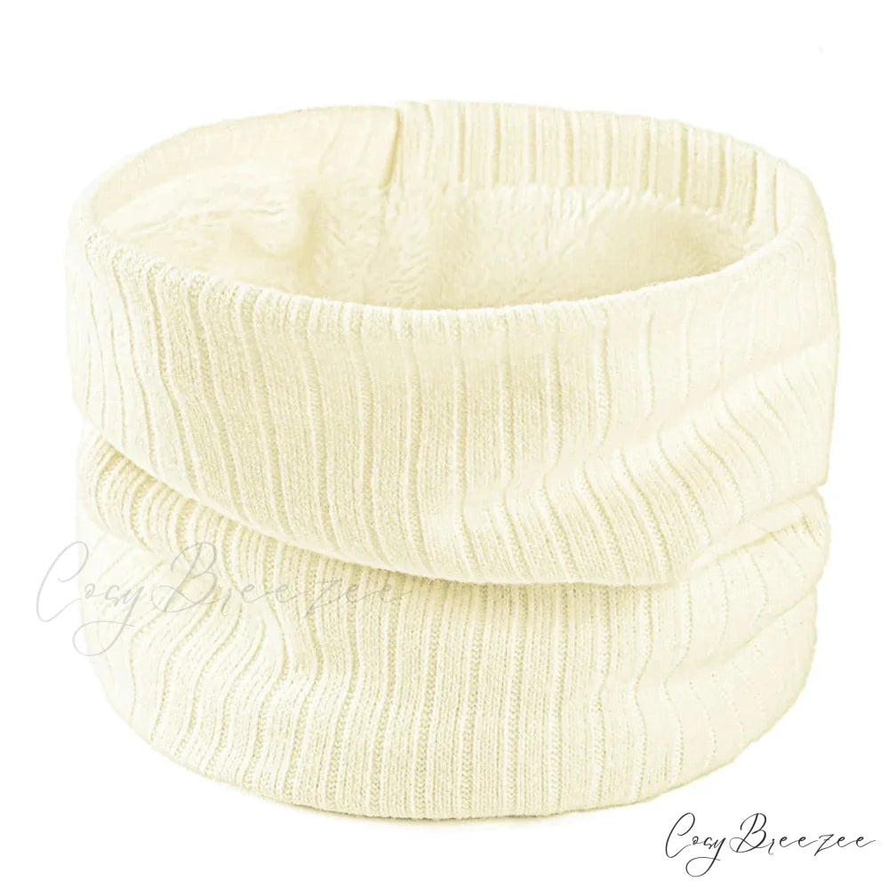 Cashmere Knit Ring Wool Neck Warmer Scarf for Women WHITE