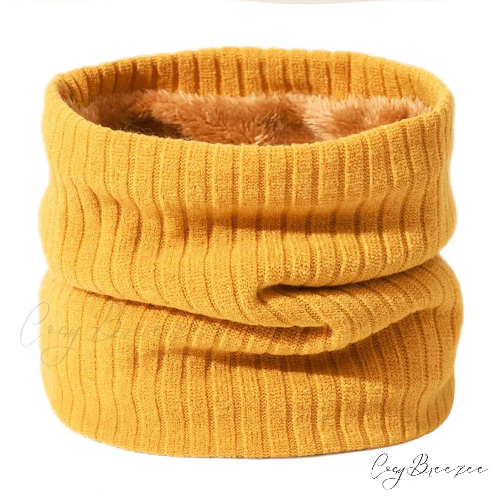 Cashmere Knit Ring Wool Neck Warmer Scarf for Women YELLOW