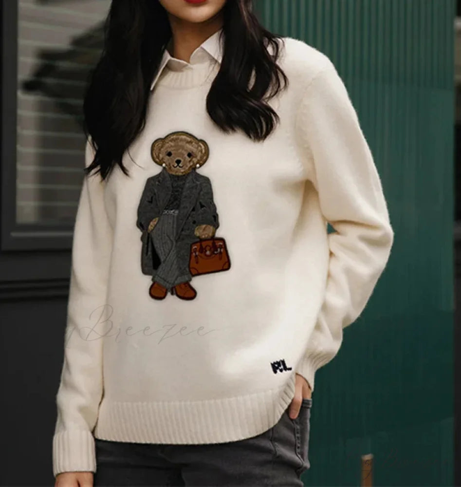 Cashmere Ralph Bear Pullover Sweater Apricot / One Size swraters-241228