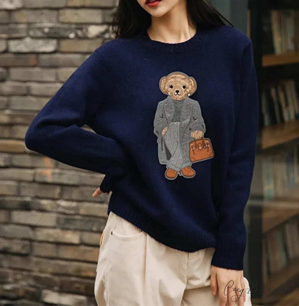 Cashmere Ralph Bear Pullover Sweater Navy blue / One Size swraters-241228