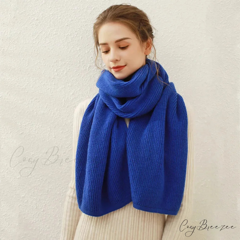Cashmere Rib Knit Winter Scarf - Long Muffler for Women Klein blue / L170cm W30cm