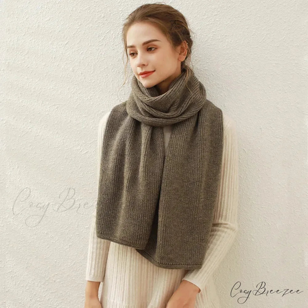 Cashmere Rib Knit Winter Scarf - Long Muffler for Women Mocha brown / L170cm W30cm