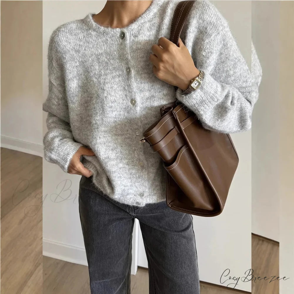 Cashmere Soft Single-breasted Knit Cardigan LightGray / M cardigans-241228